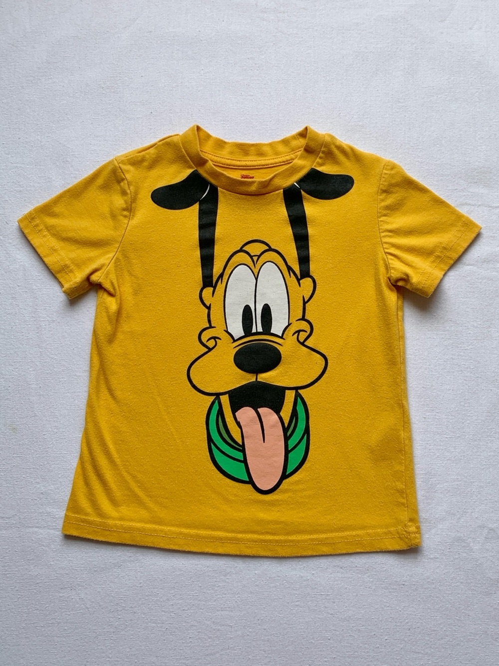 2020 Disney Pluto Dog Character Face Graphic Tee Yellow Short Sleeve T-Shirt 4T